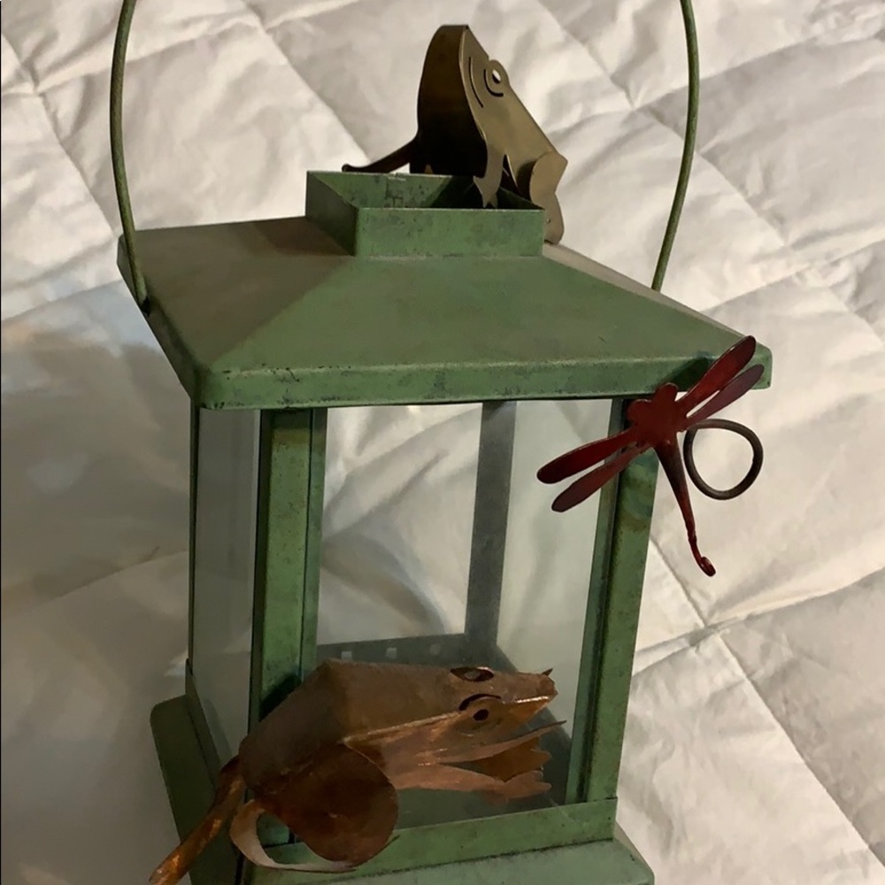 Lantern with frogs and a dragonfly. Good patina.